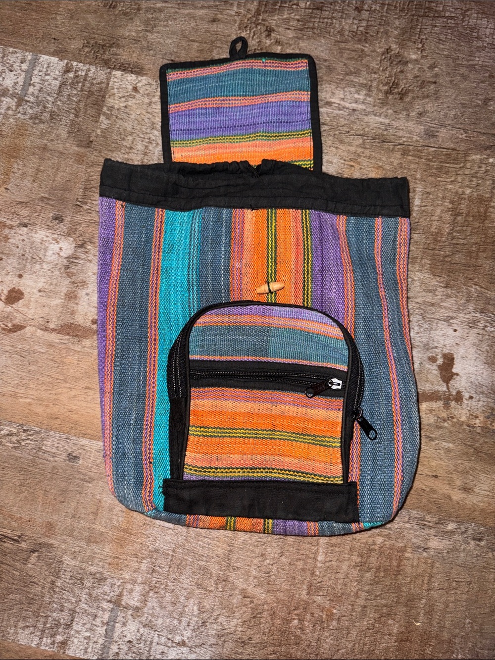 Handwoven Gheri Cotton, Multicolor Striped Backpack